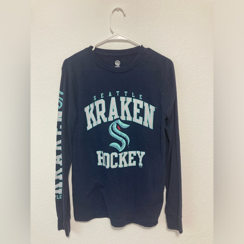 Seattle Kraken Hockey Long Sleeve Tee Shirt Cotton Blend Sports Apparel